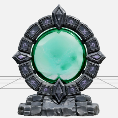 Magic Portal Ring with Violet Runes and Emerald Center 3D Mo