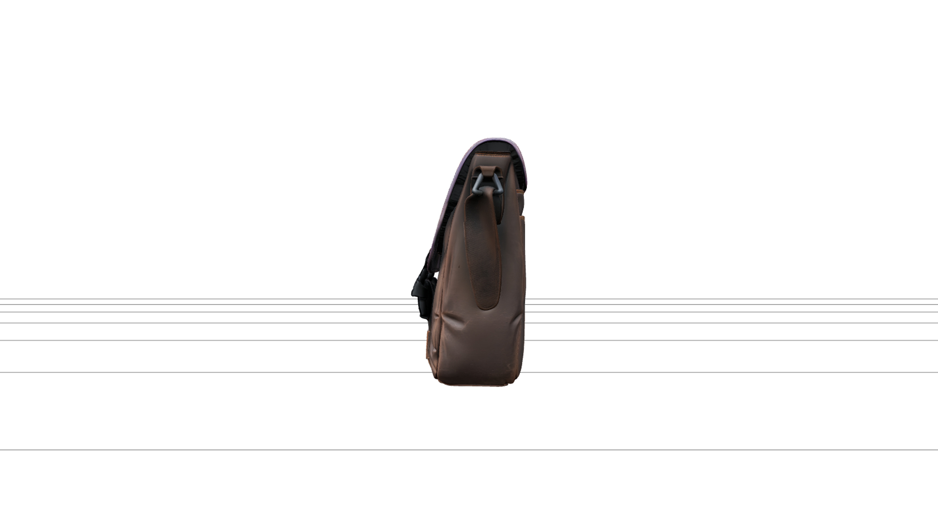 Messenger Bag with Purple Flap and Orange Stitching 3D Model 3D Model