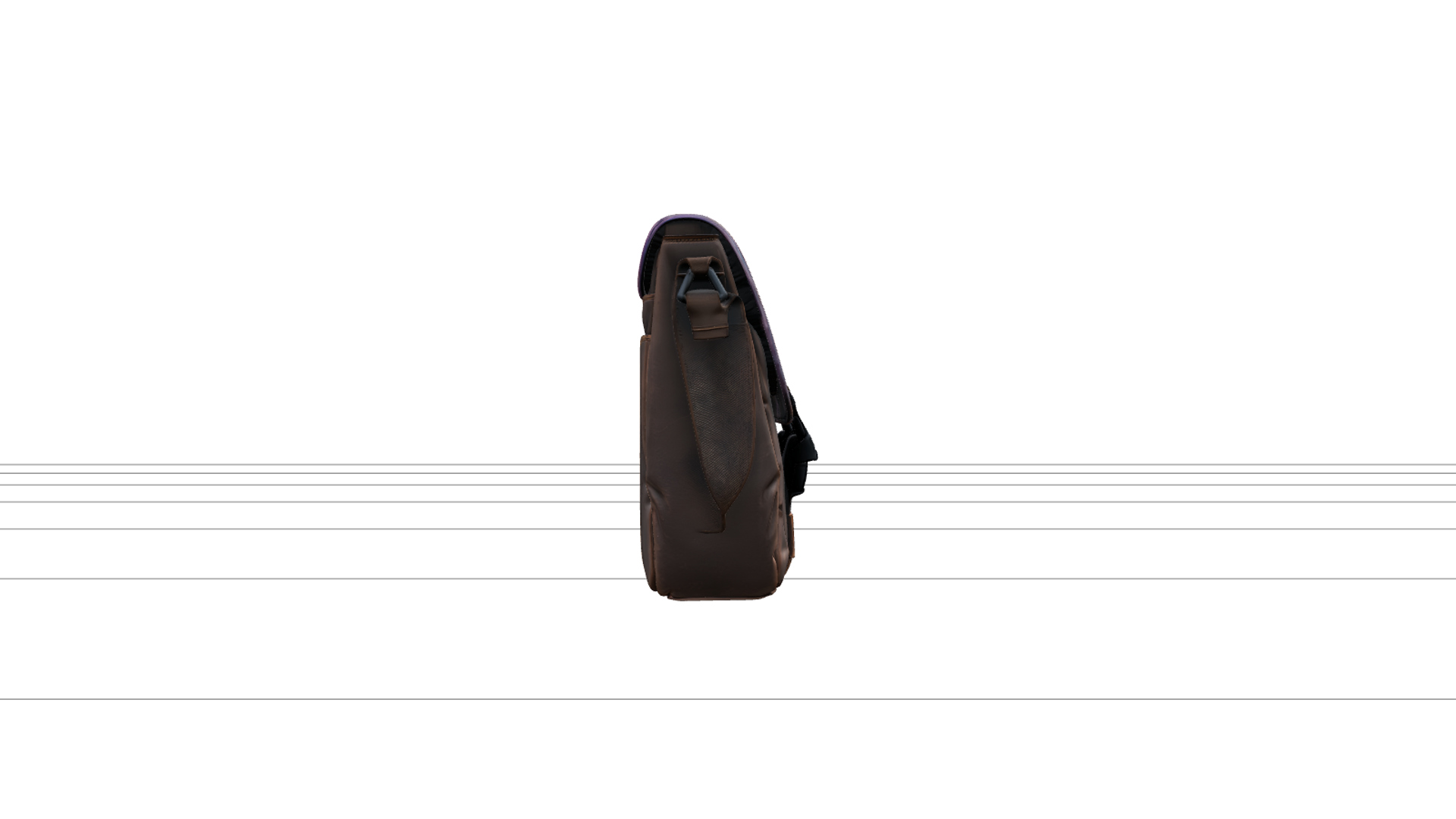 Messenger Bag with Purple Flap and Orange Stitching 3D Model 3D Model