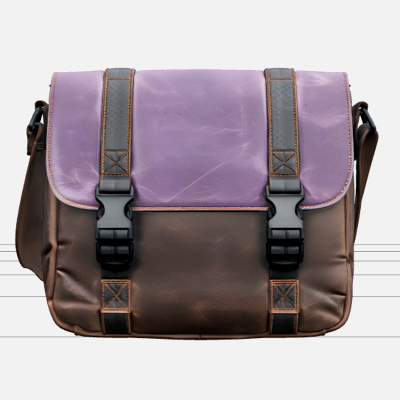 Messenger Bag with Purple Flap and Orange Stitching 3D Model