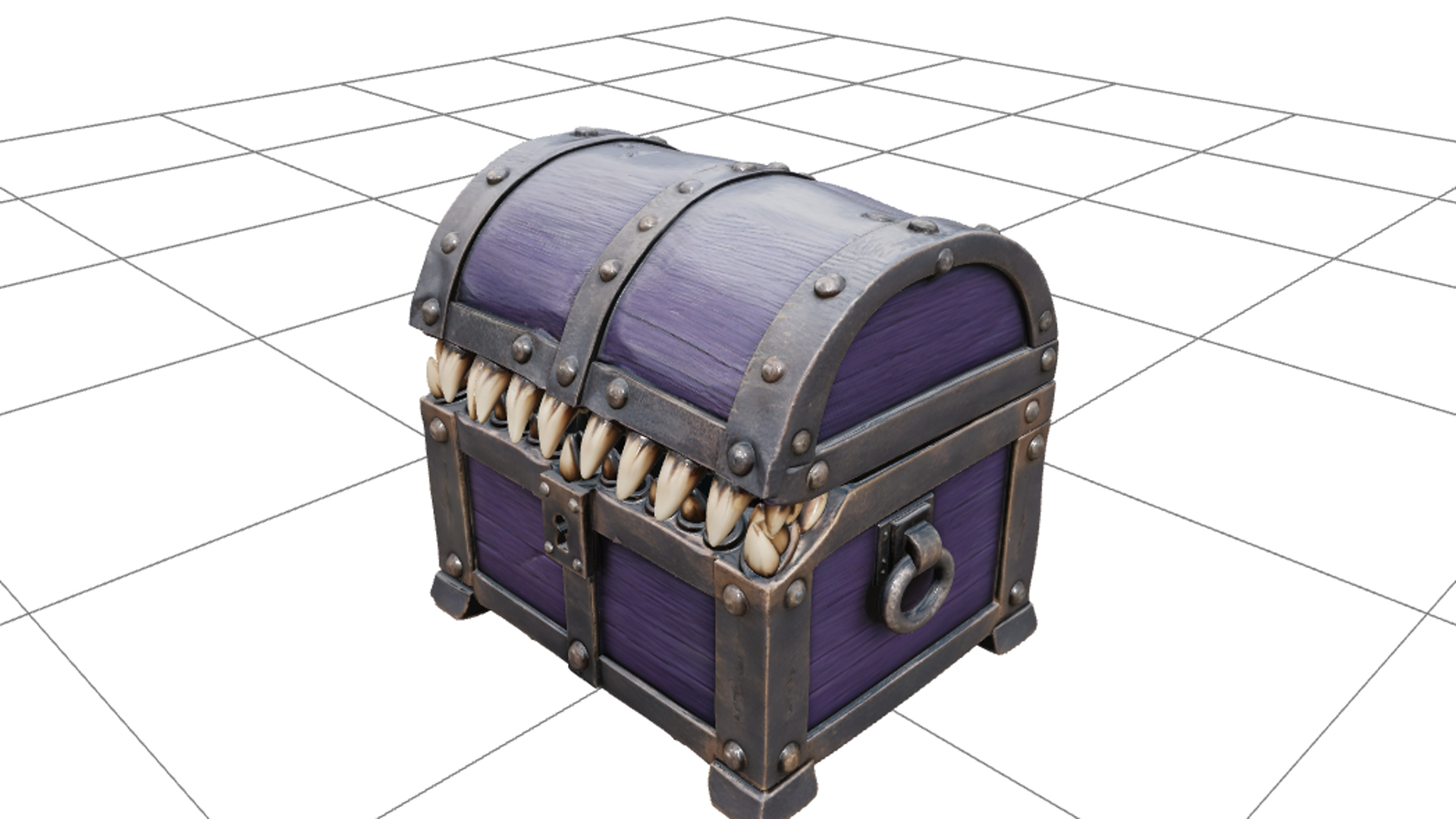 Monster Mouth Treasure Chest with Ivory Teeth 3D Model Asset 3D Model
