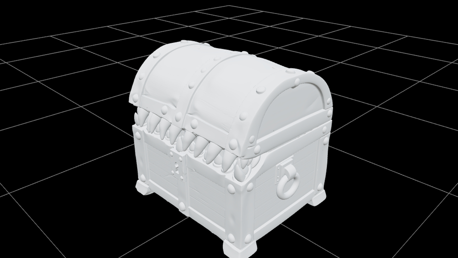 Monster Mouth Treasure Chest with Ivory Teeth 3D Model Asset 3D Model