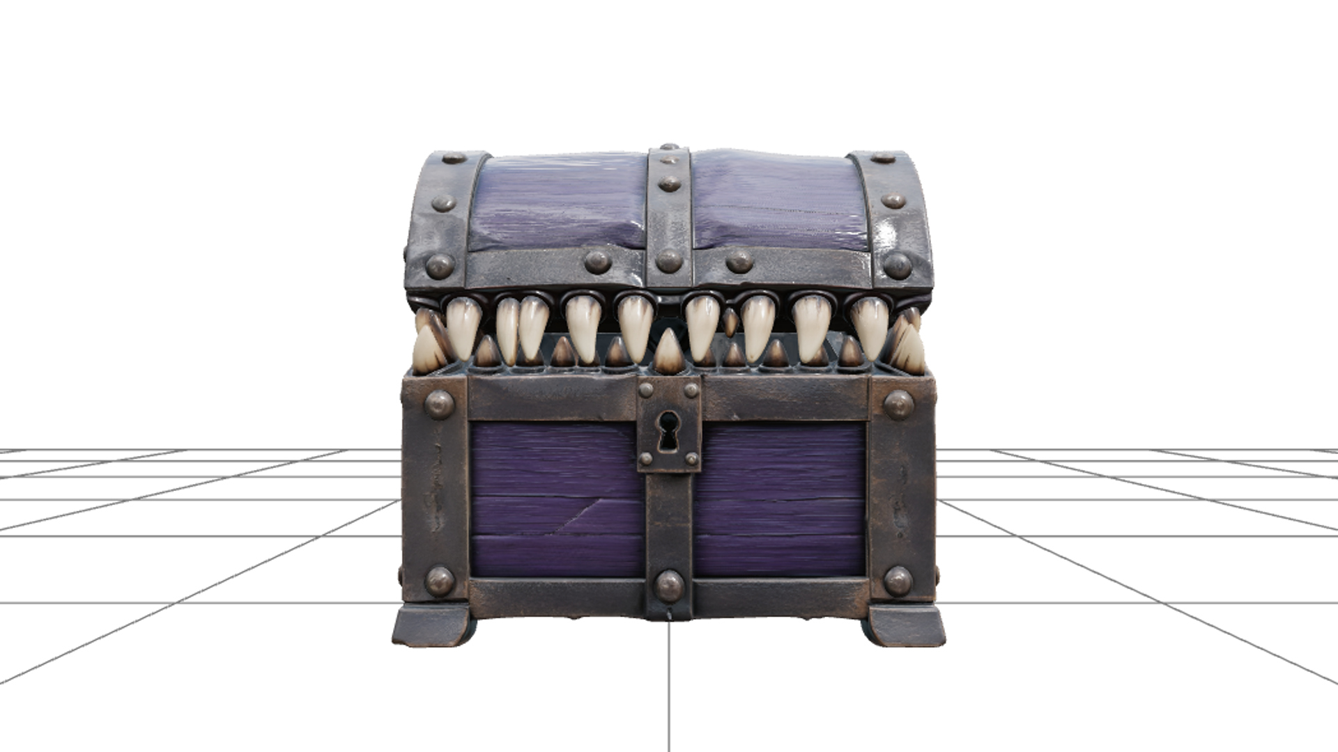 Monster Mouth Treasure Chest with Ivory Teeth 3D Model Asset 3D Model