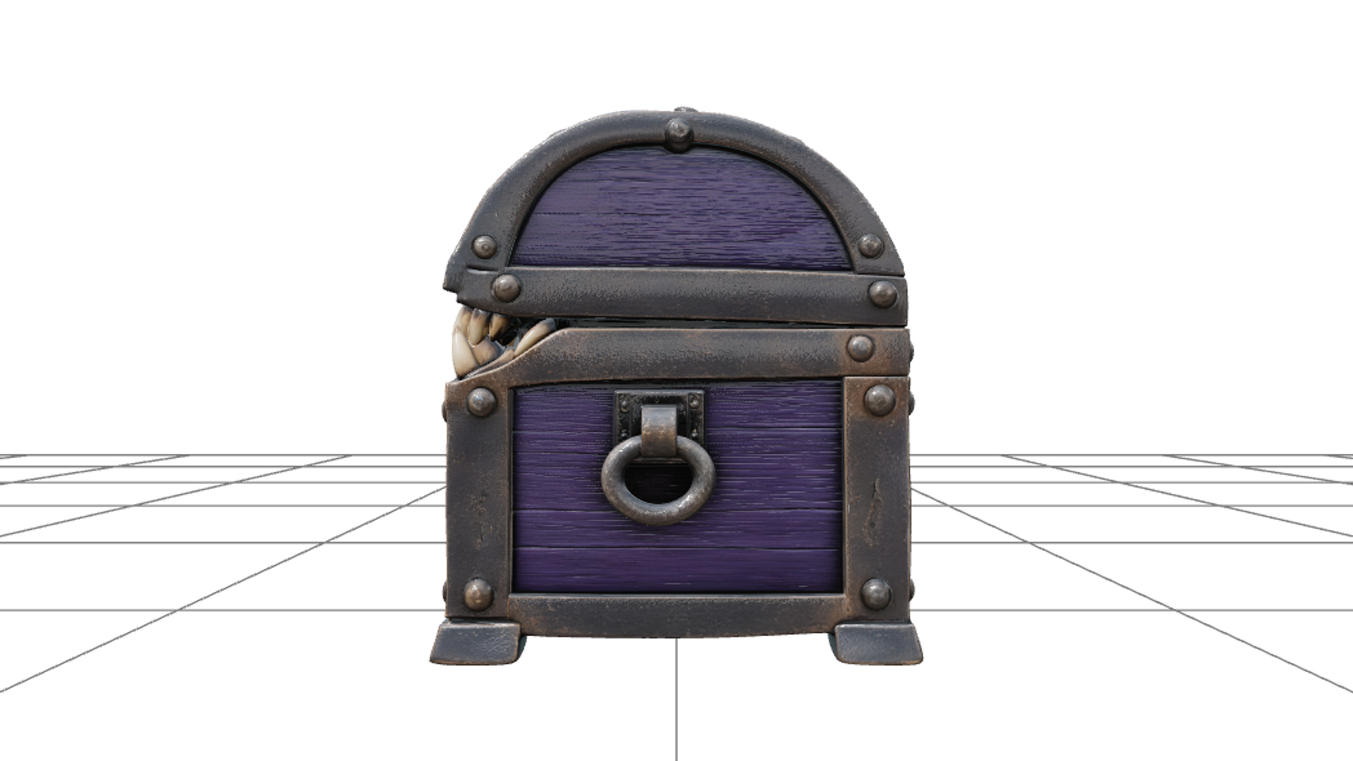 Monster Mouth Treasure Chest with Ivory Teeth 3D Model Asset 3D Model