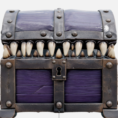Monster Mouth Treasure Chest with Ivory Teeth 3D Model Asset