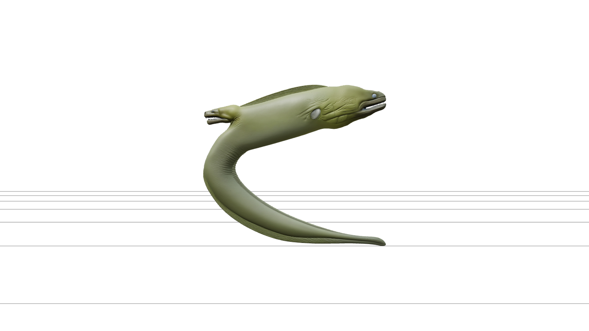 Moray Eel Model Thick Green Skin Macro Realistic 3D Asset 3D Model