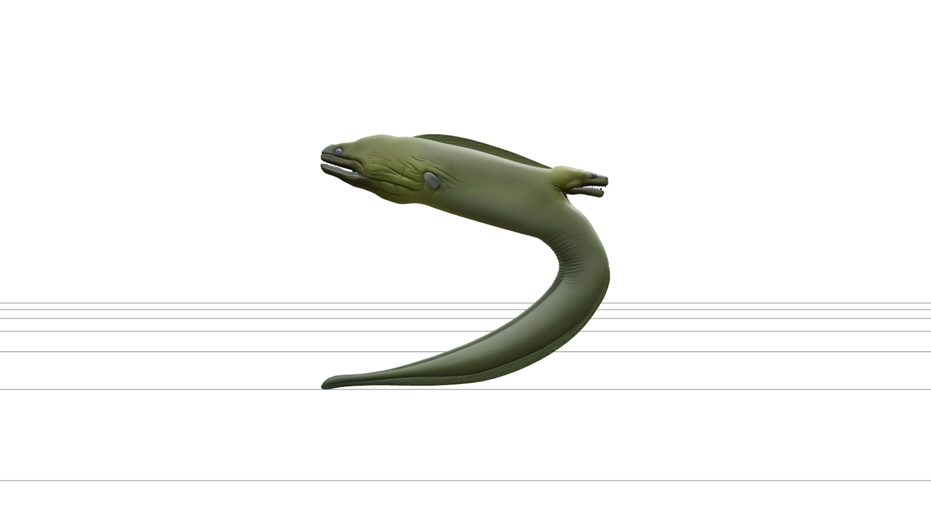 Moray Eel Model Thick Green Skin Macro Realistic 3D Asset 3D Model