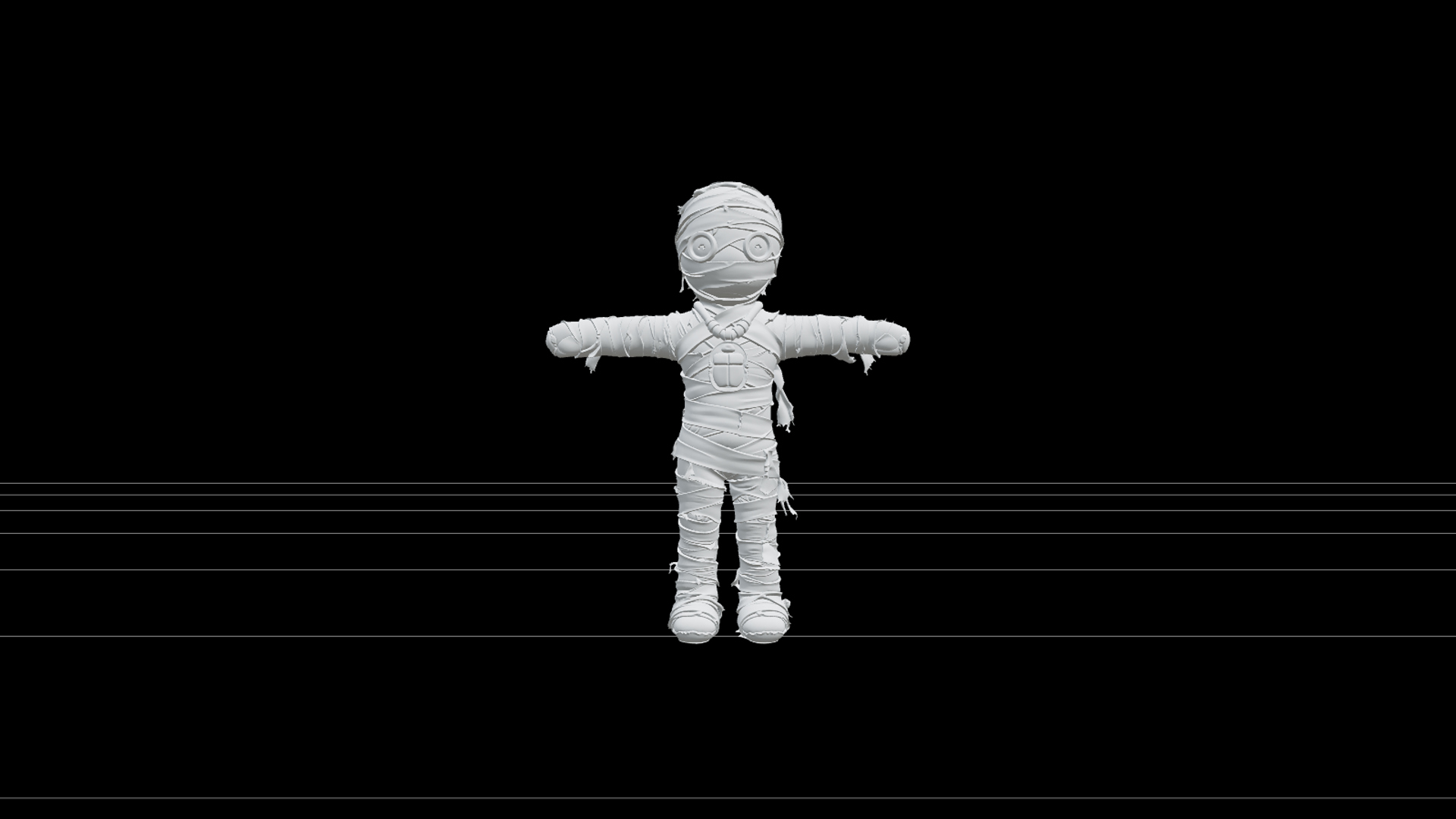 Mummy Doll with Beige Bandages and Turquoise Amulet 3D Model 3D Model