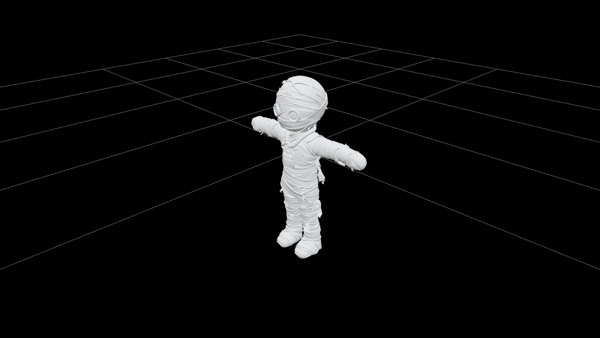 Mummy Doll with Beige Bandages and Turquoise Amulet 3D Model 3D Model