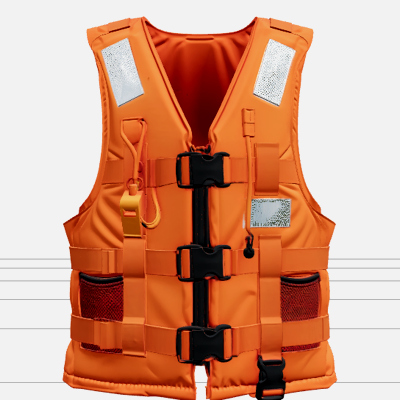 Orange Life Jacket Chest Straps with Whistle Reflective Mode