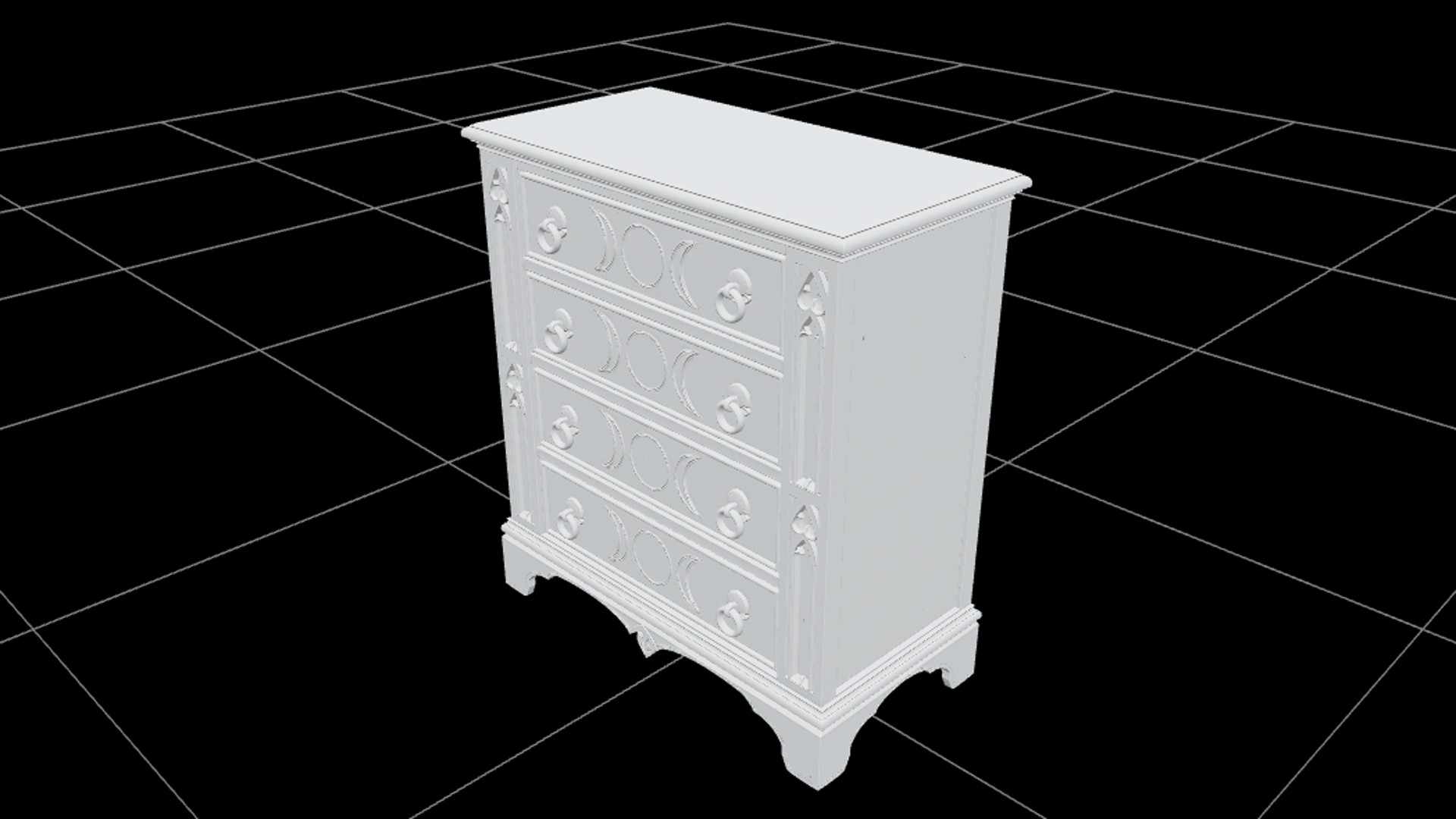 Ornate Mahogany Coffin with Crimson Lining 3D Model 3D Model