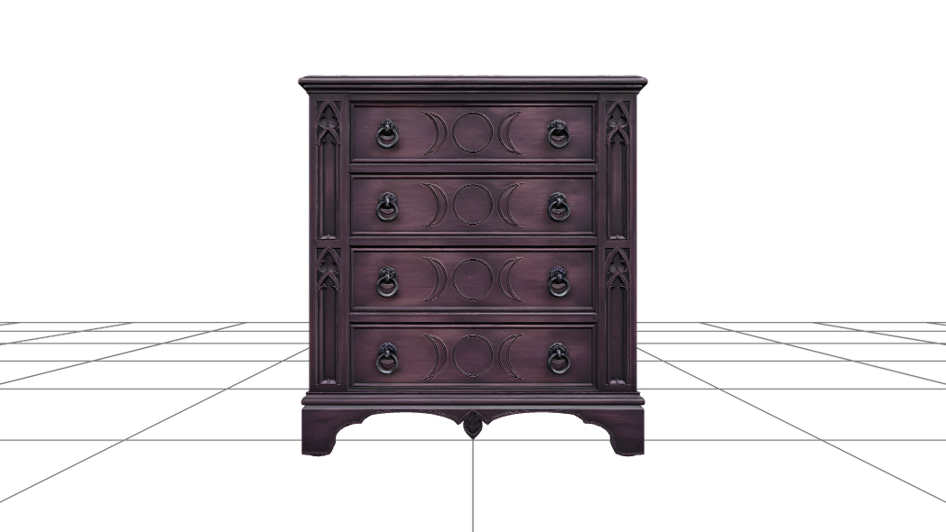 Ornate Mahogany Coffin with Crimson Lining 3D Model 3D Model
