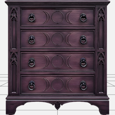 Ornate Mahogany Coffin with Crimson Lining 3D Model
