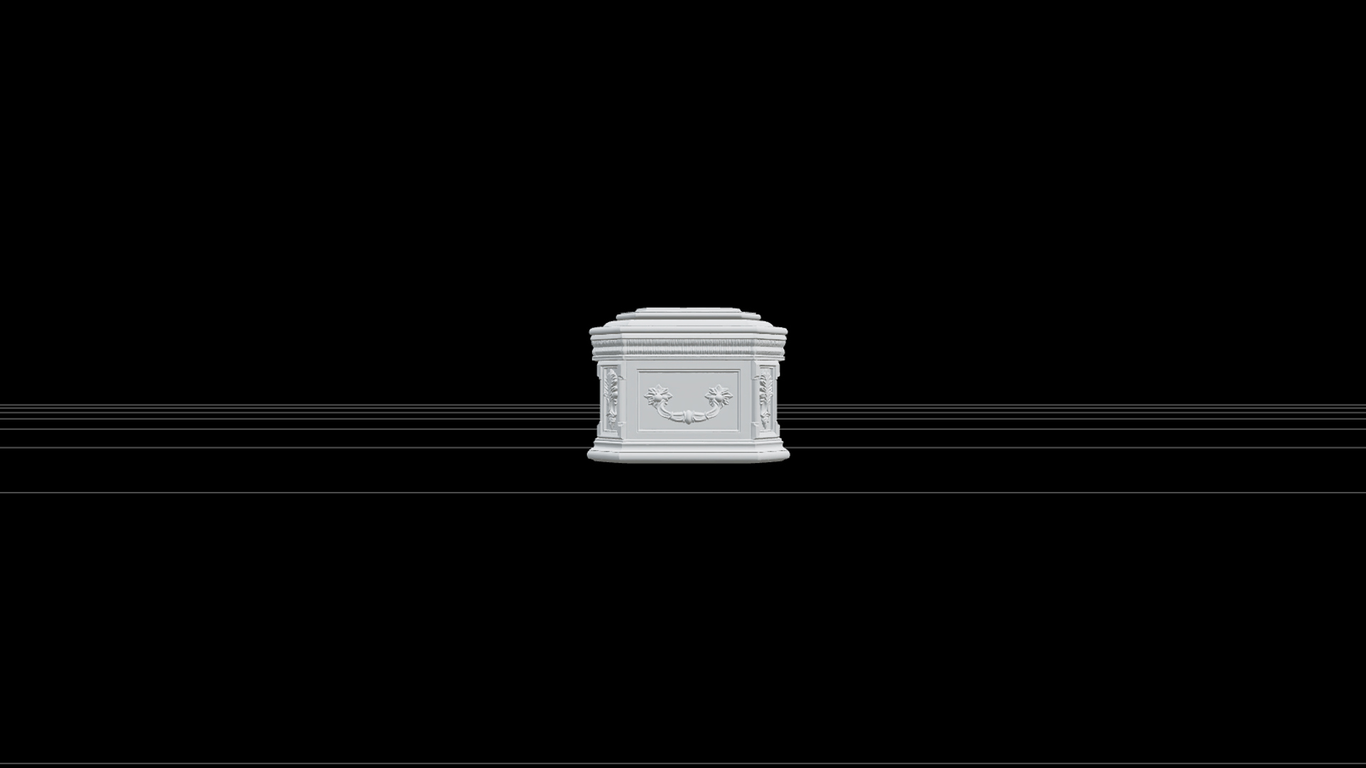 Ornate Mahogany Coffin with Crimson Lining 3D Model 3D Model