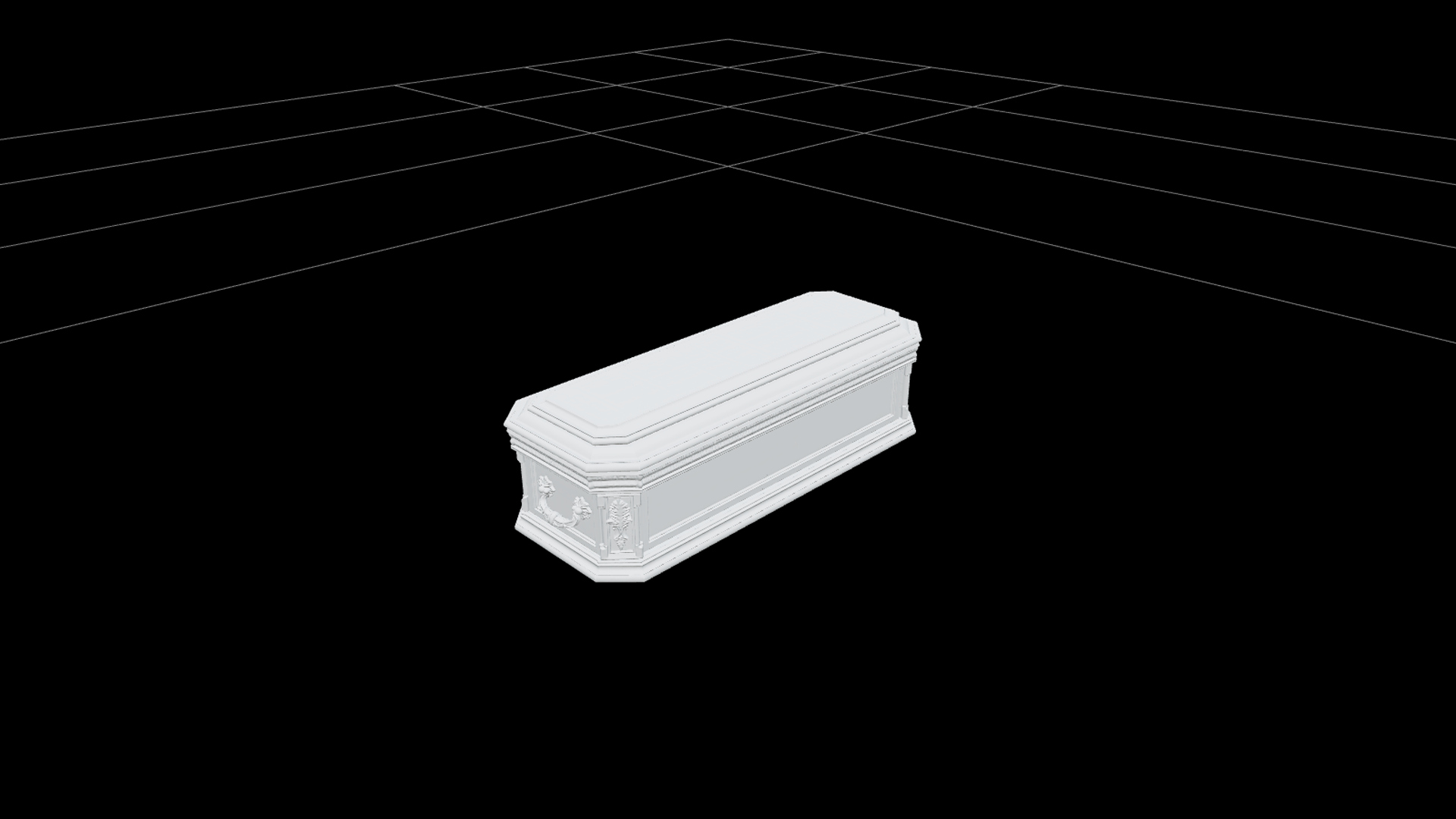 Ornate Mahogany Coffin with Crimson Lining 3D Model 3D Model