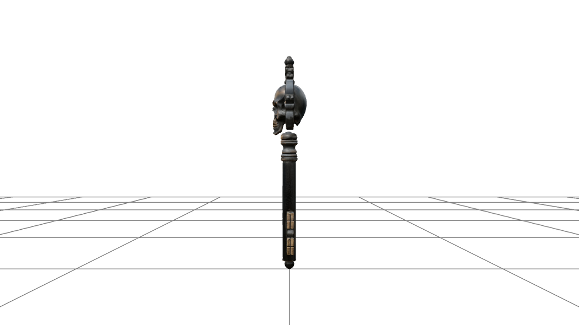 Oversized Gothic Key with Skull Bow and Ornate Teeth 3D Mode 3D Model