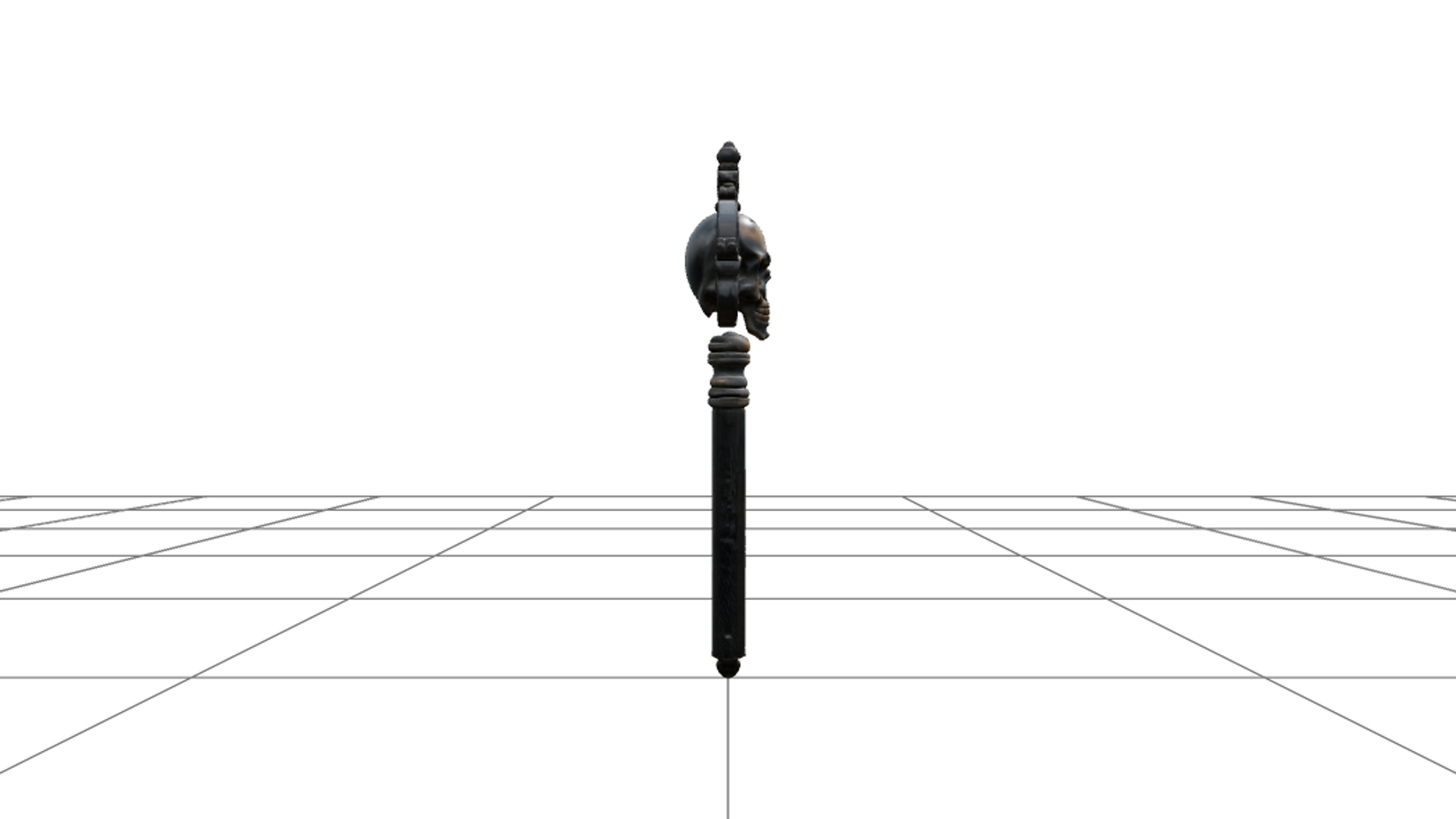 Oversized Gothic Key with Skull Bow and Ornate Teeth 3D Mode 3D Model