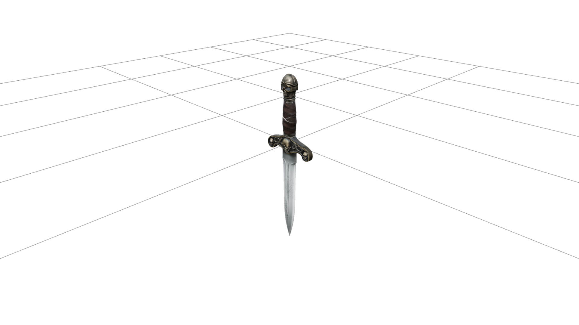 Pirate Dagger Ornate Cross Guard Wrapped Hilt Detailed Model 3D Model
