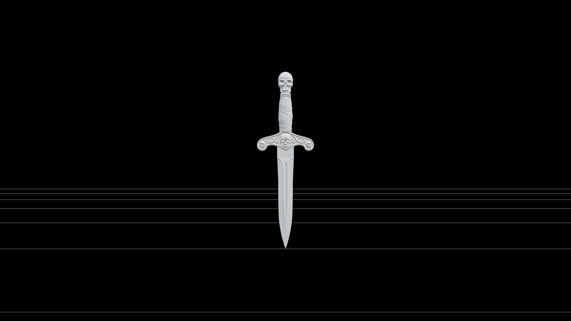 Pirate Dagger Ornate Cross Guard Wrapped Hilt Detailed Model 3D Model