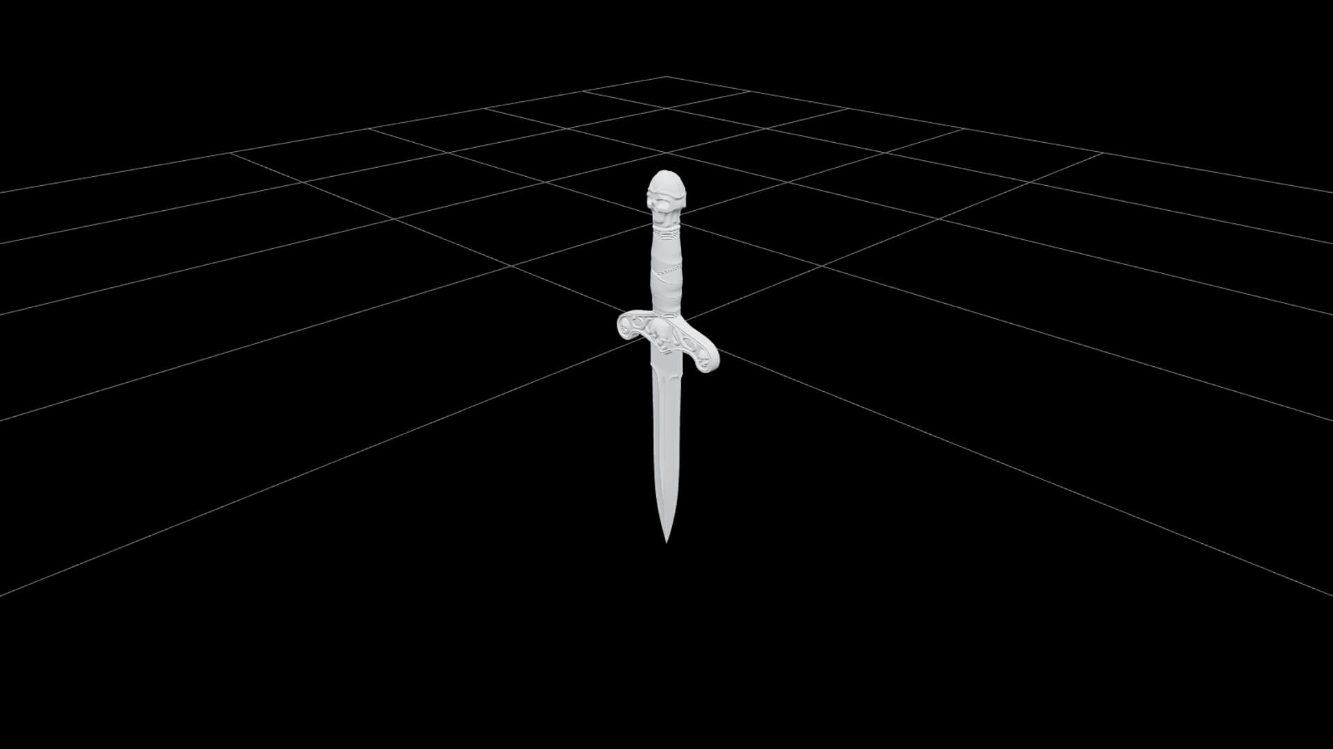 Pirate Dagger Ornate Cross Guard Wrapped Hilt Detailed Model 3D Model