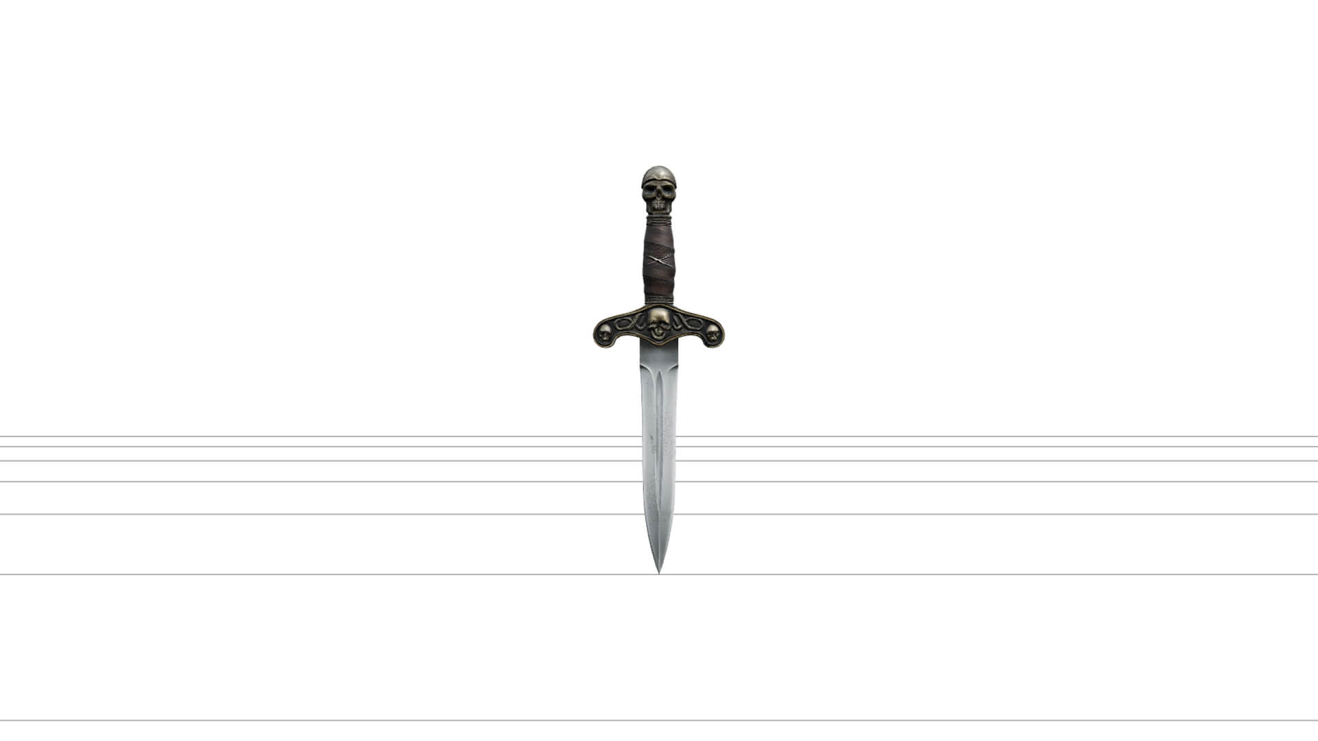 Pirate Dagger Ornate Cross Guard Wrapped Hilt Detailed Model 3D Model