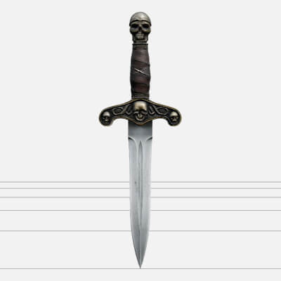 Pirate Dagger Ornate Cross Guard Wrapped Hilt Detailed Model