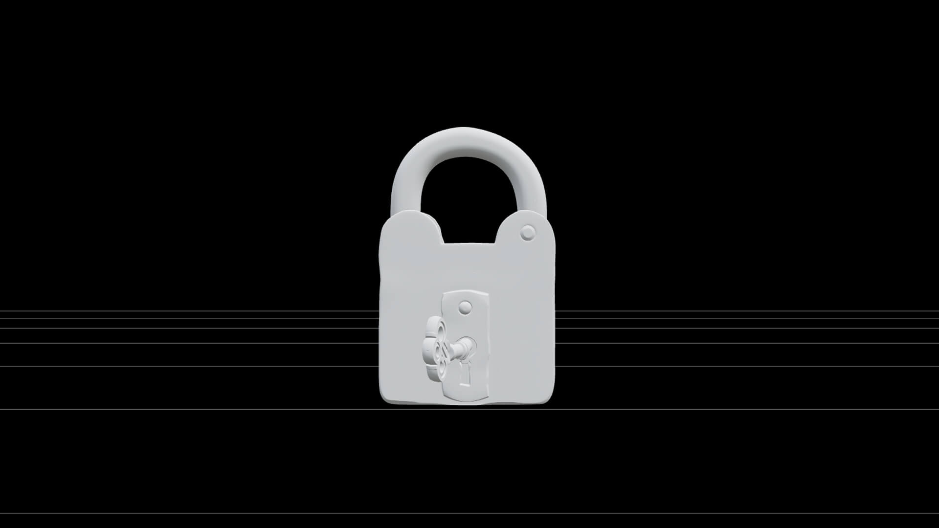 Pirate Forge Iron Padlock Model With Curved Shackle and Key 3D Model
