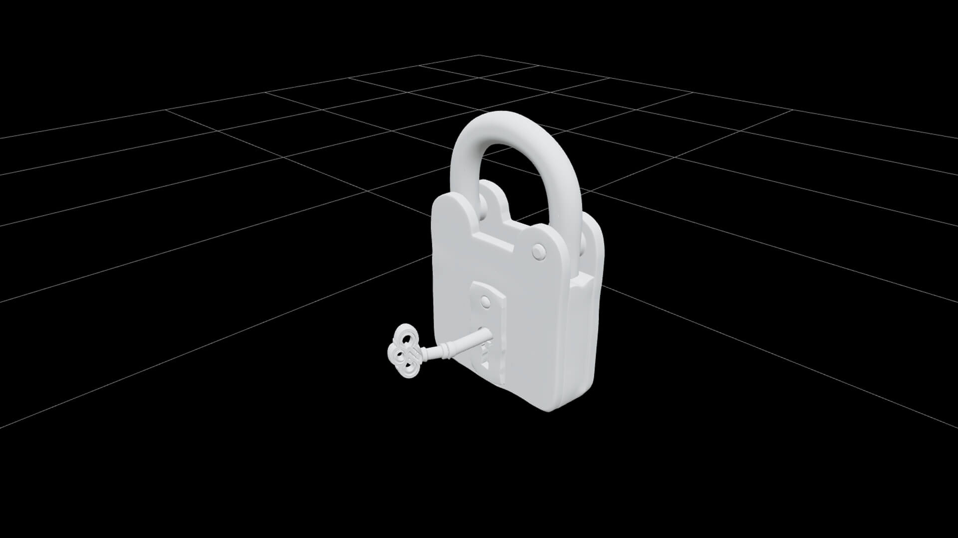 Pirate Forge Iron Padlock Model With Curved Shackle and Key 3D Model