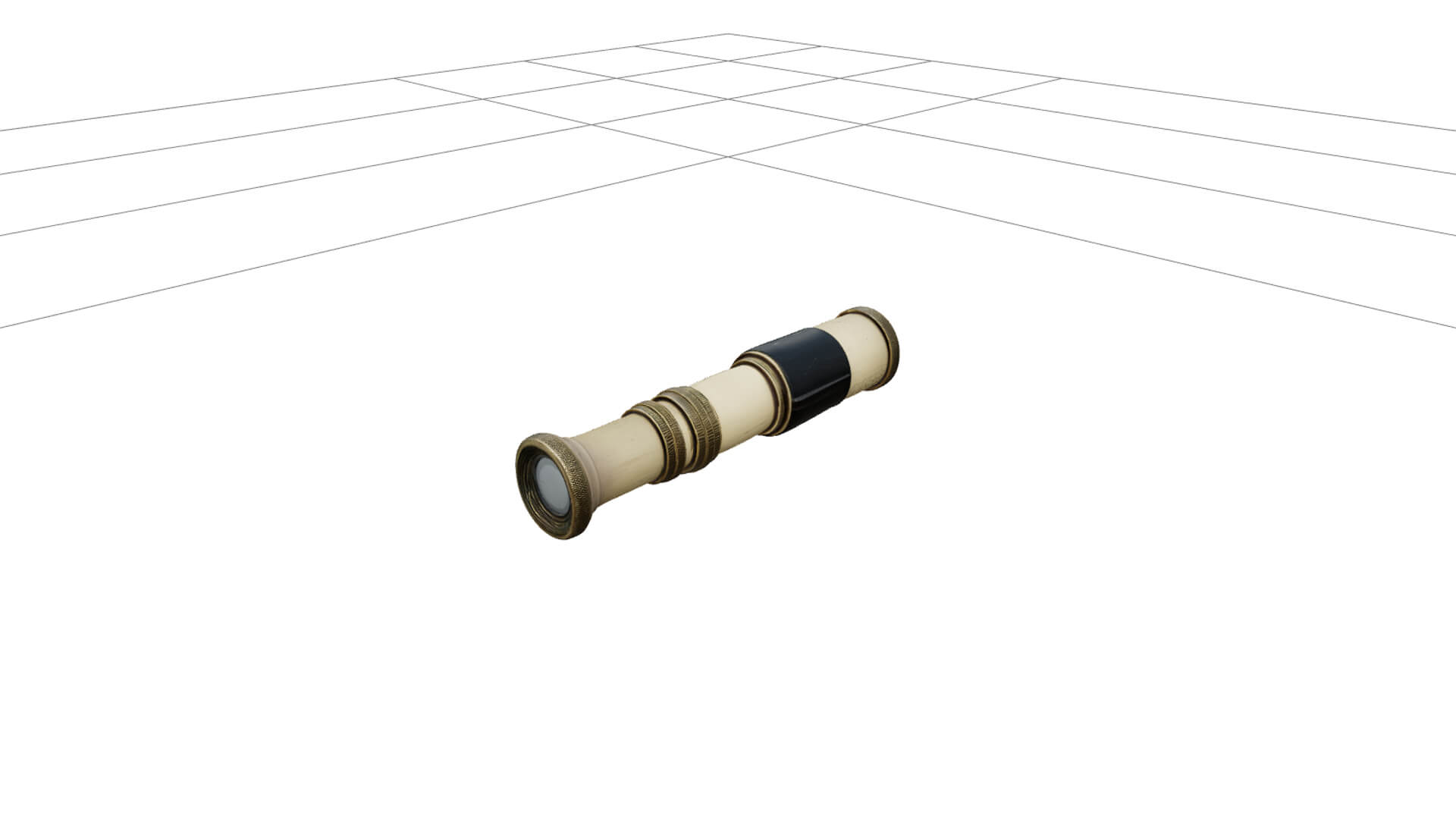 Pirate Spyglass Brass Extendable Telescope High Detail Model 3D Model