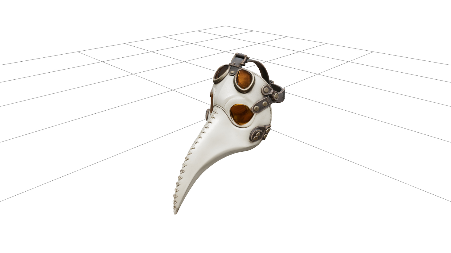 Plague Doctor Mask with Ivory Beak and Amber Lenses 3D Model 3D Model