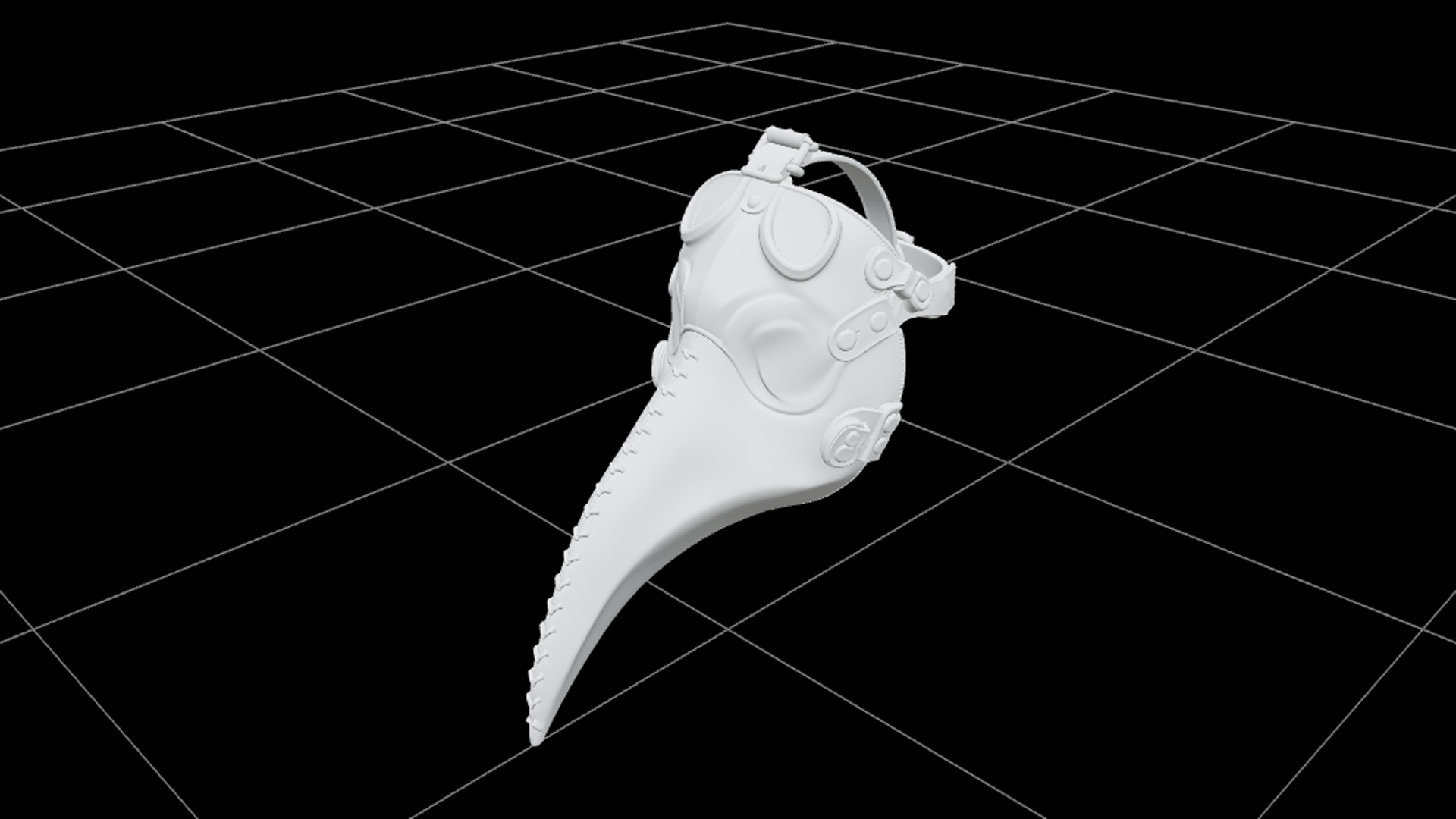 Plague Doctor Mask with Ivory Beak and Amber Lenses 3D Model 3D Model