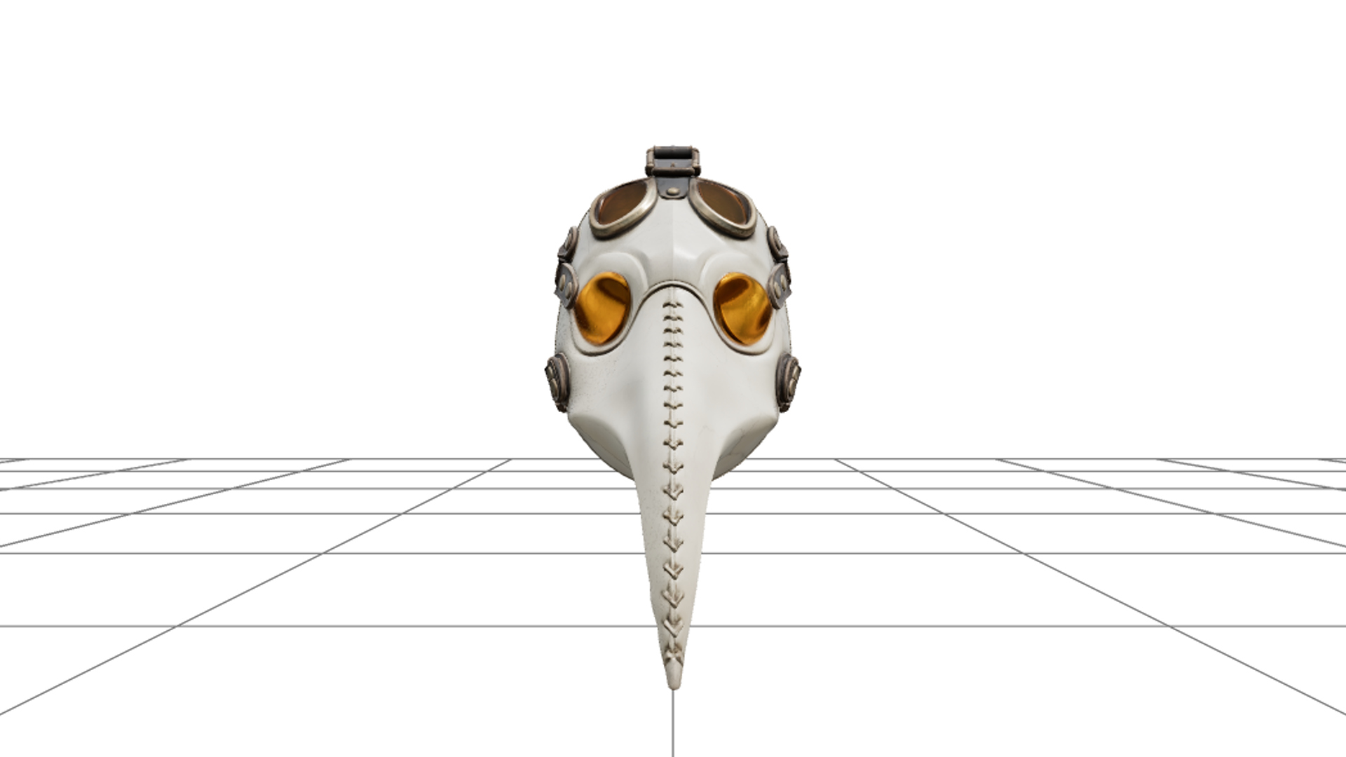 Plague Doctor Mask with Ivory Beak and Amber Lenses 3D Model 3D Model