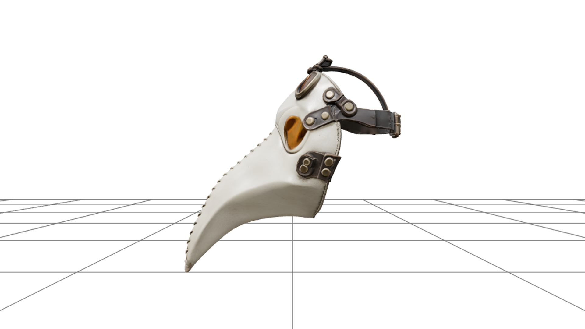 Plague Doctor Mask with Ivory Beak and Amber Lenses 3D Model 3D Model