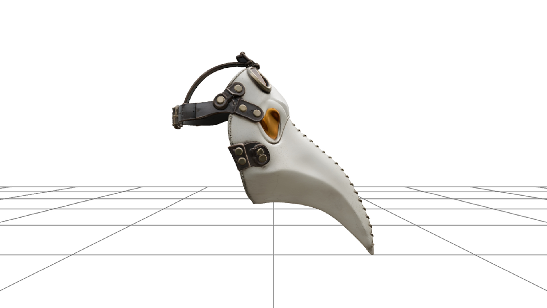 Plague Doctor Mask with Ivory Beak and Amber Lenses 3D Model 3D Model