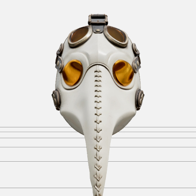 Plague Doctor Mask with Ivory Beak and Amber Lenses 3D Model