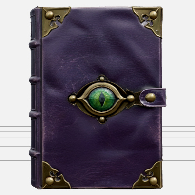 Purple Leather Spellbook With Eye Clasp 3D Model Asset