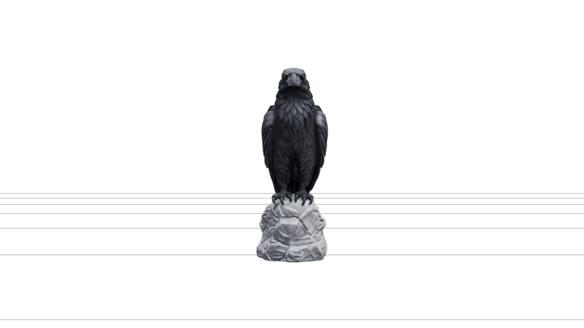 Raven Statuette with Violet Feathers and Stone Perch 3D Mode 3D Model