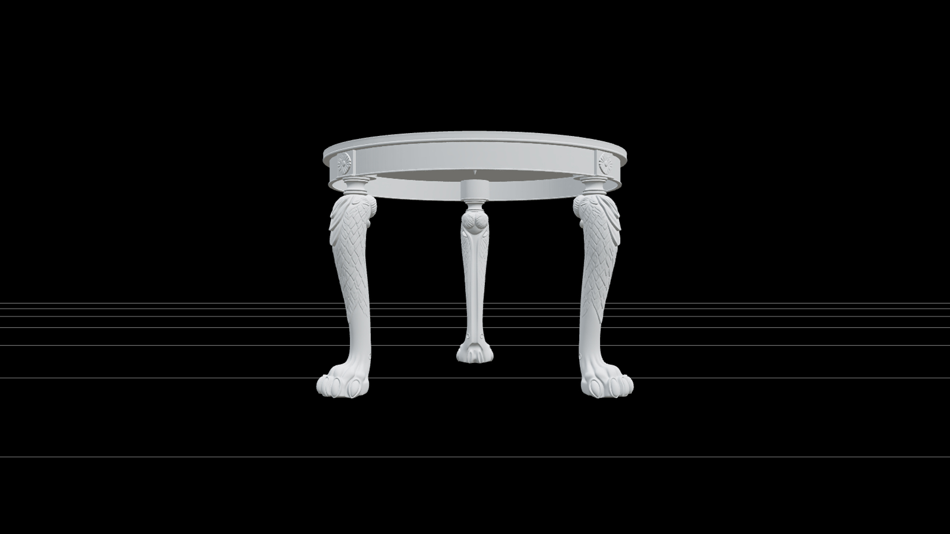Seance Table With Zodiac Inlays and Claw Legs 3D Model Asset 3D Model