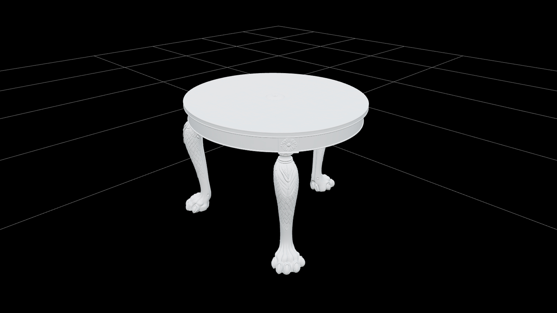 Seance Table With Zodiac Inlays and Claw Legs 3D Model Asset 3D Model