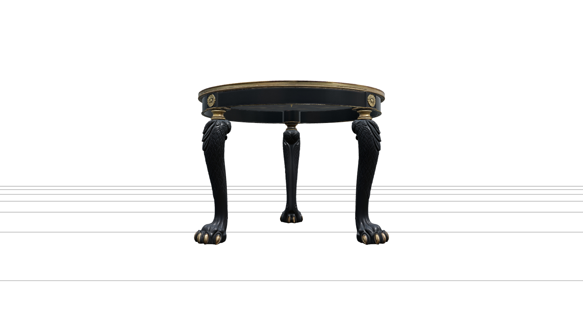 Seance Table With Zodiac Inlays and Claw Legs 3D Model Asset 3D Model