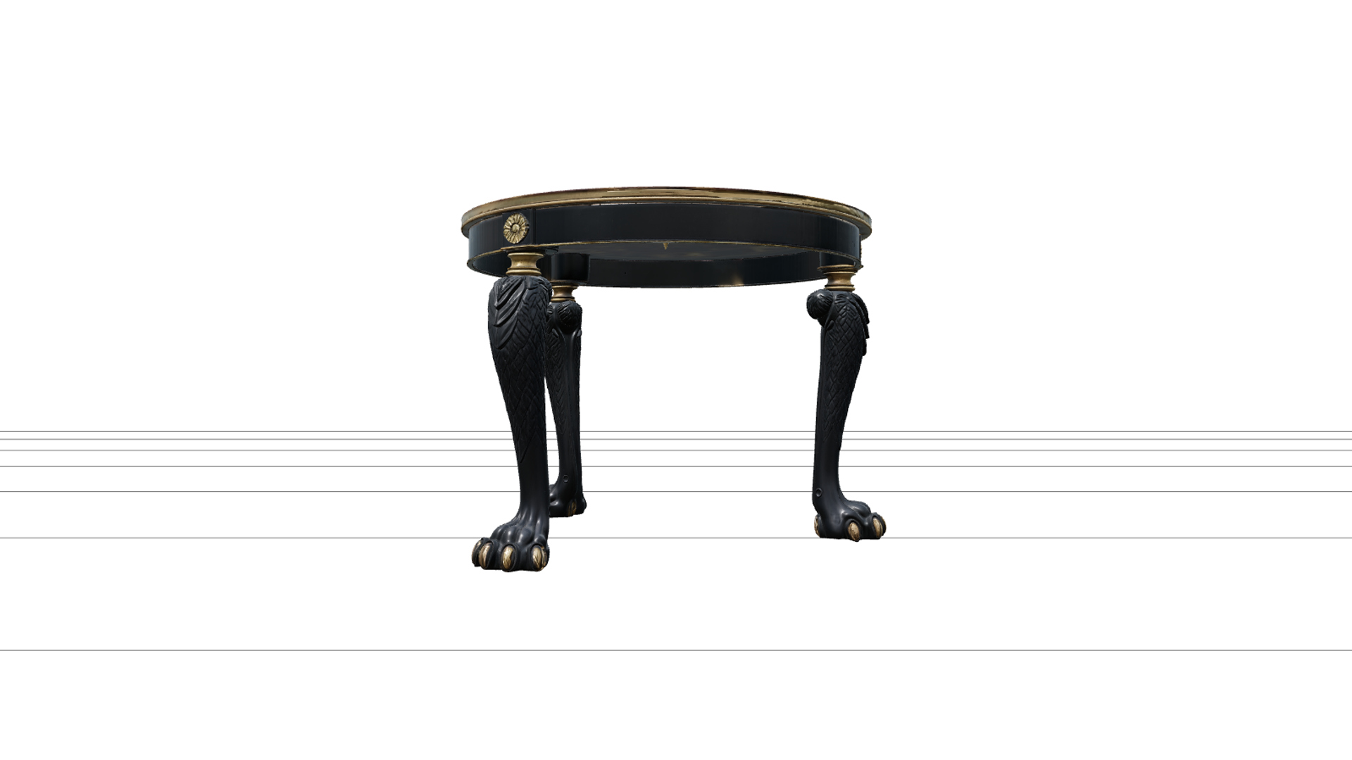 Seance Table With Zodiac Inlays and Claw Legs 3D Model Asset 3D Model