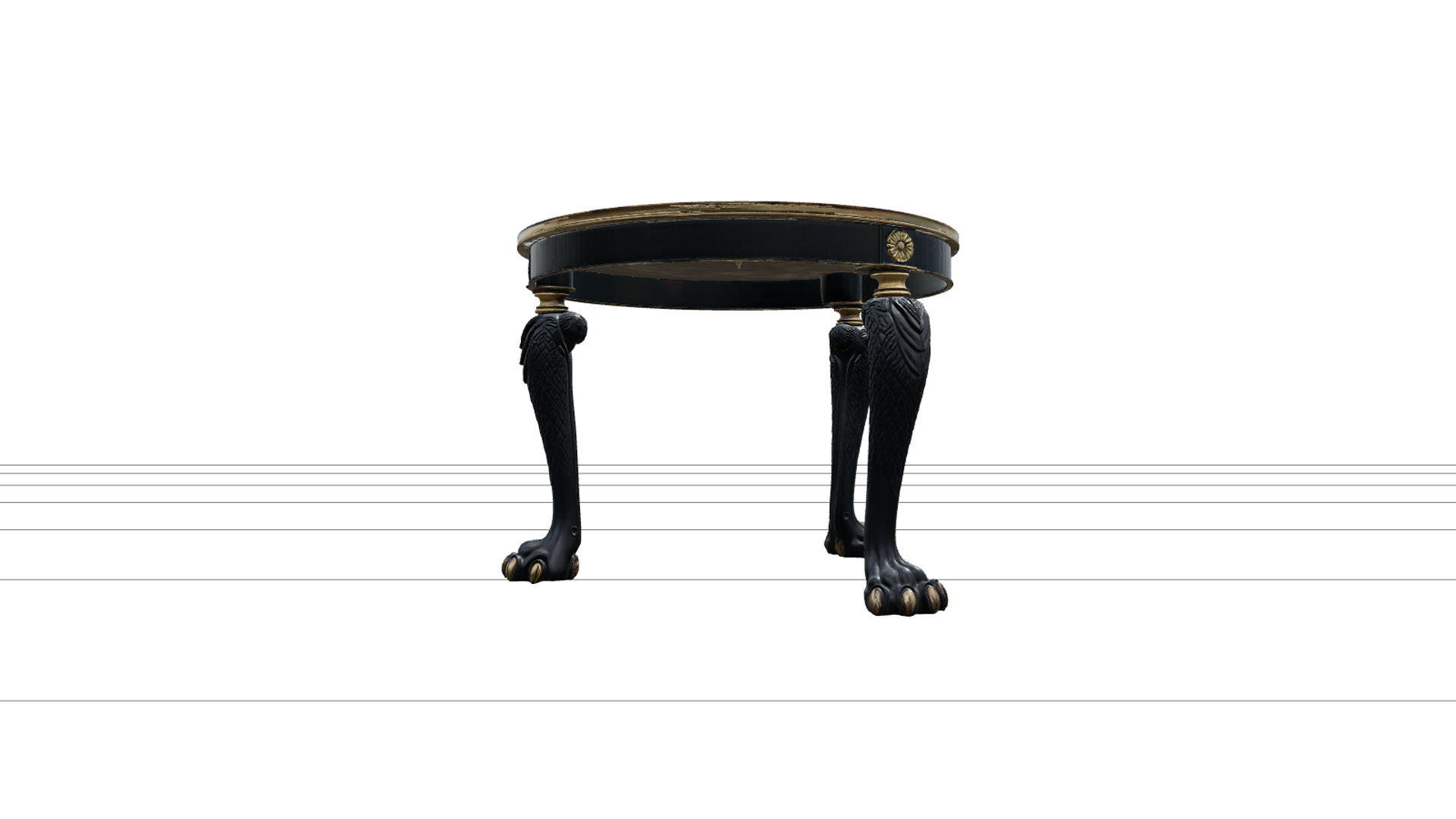 Seance Table With Zodiac Inlays and Claw Legs 3D Model Asset 3D Model