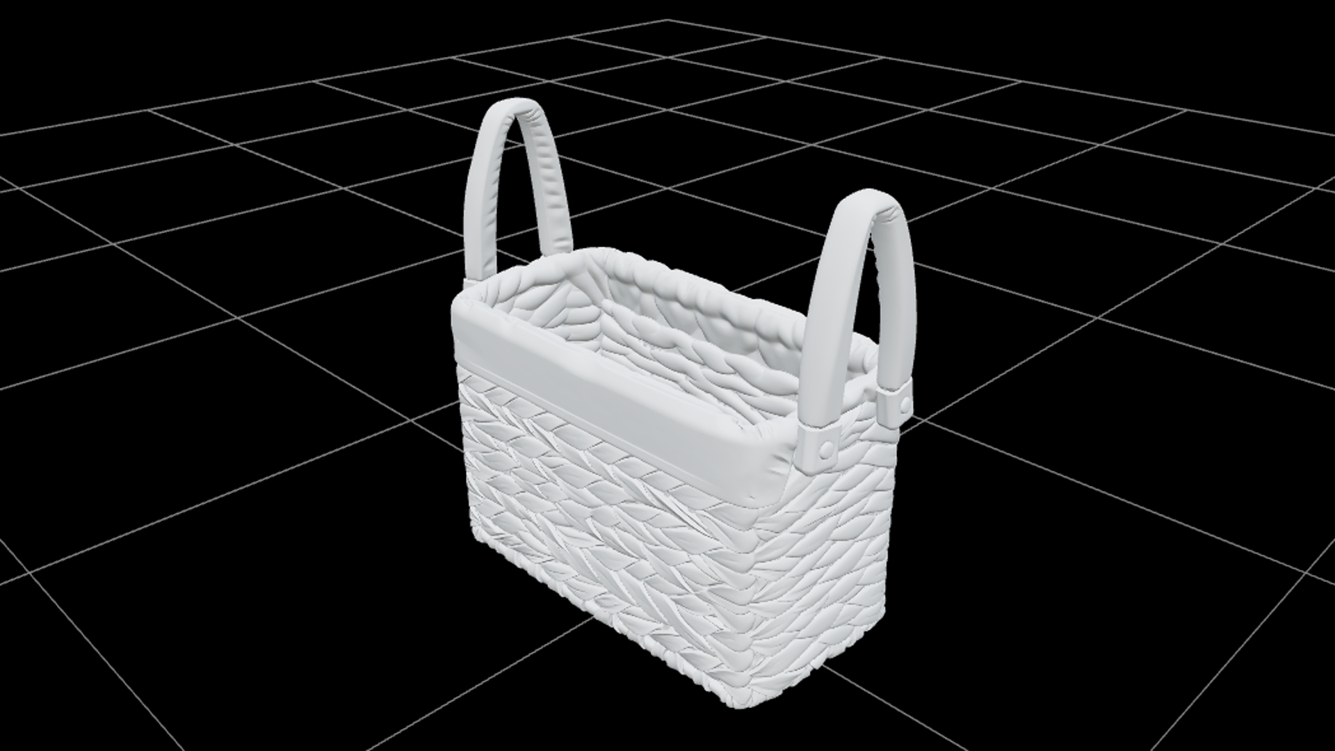 Sewing Basket with Purple Lining and Orange Handles 3D Model 3D Model