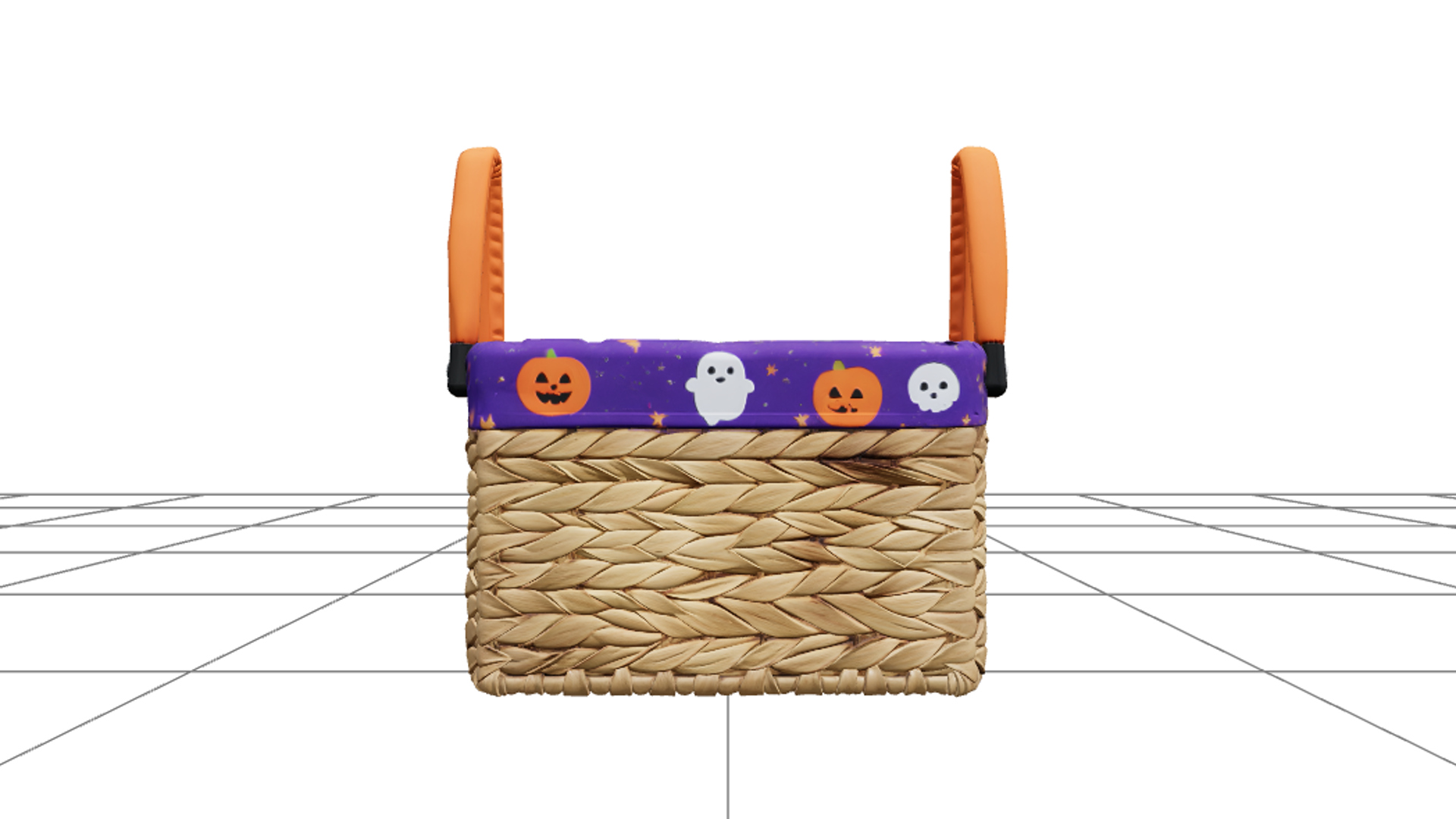 Sewing Basket with Purple Lining and Orange Handles 3D Model 3D Model