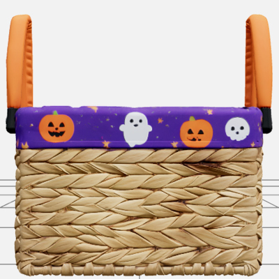 Sewing Basket with Purple Lining and Orange Handles 3D Model