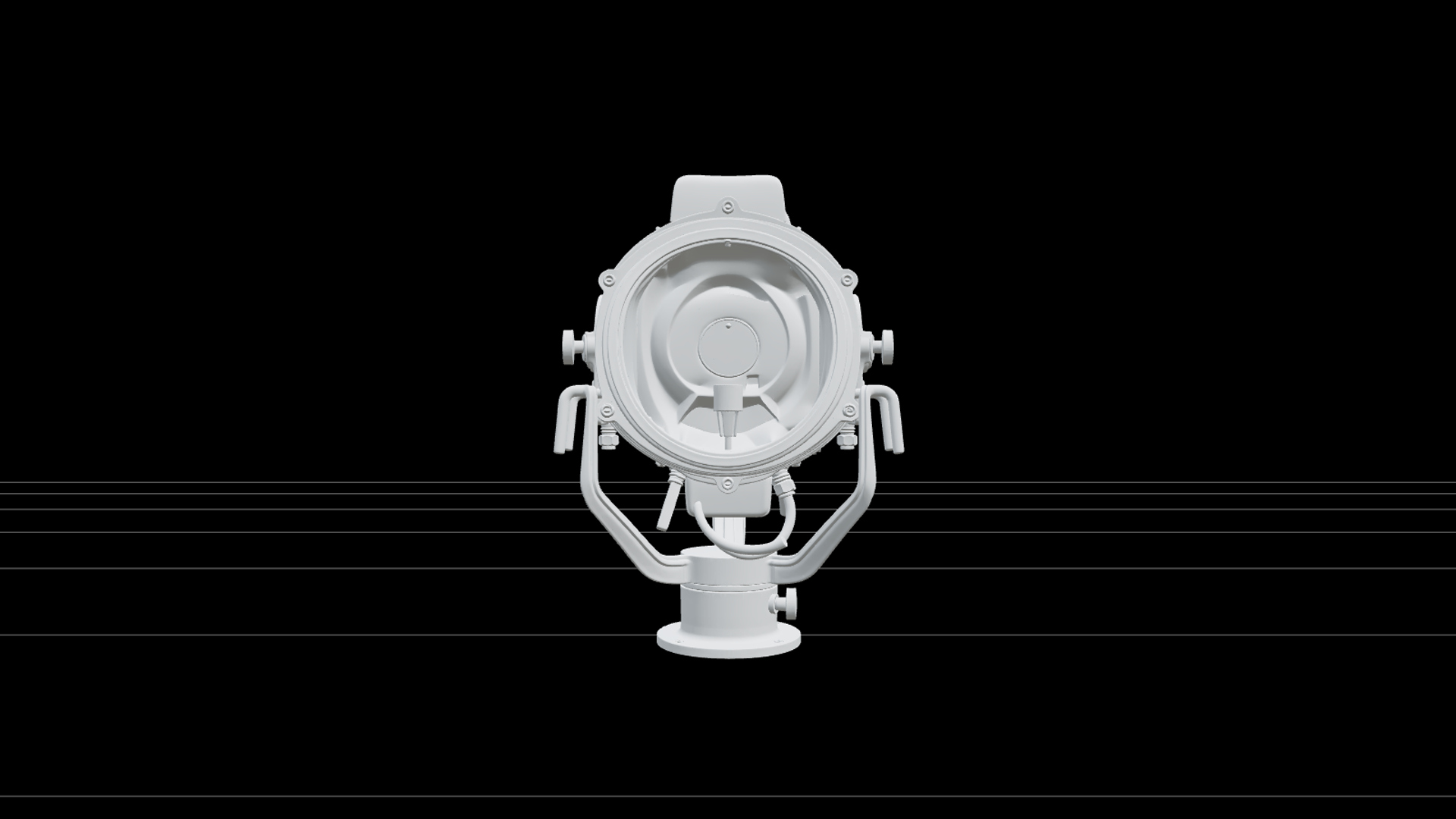 Ship Searchlight Model Parabolic Reflector Glass Swivel Yoke 3D Model
