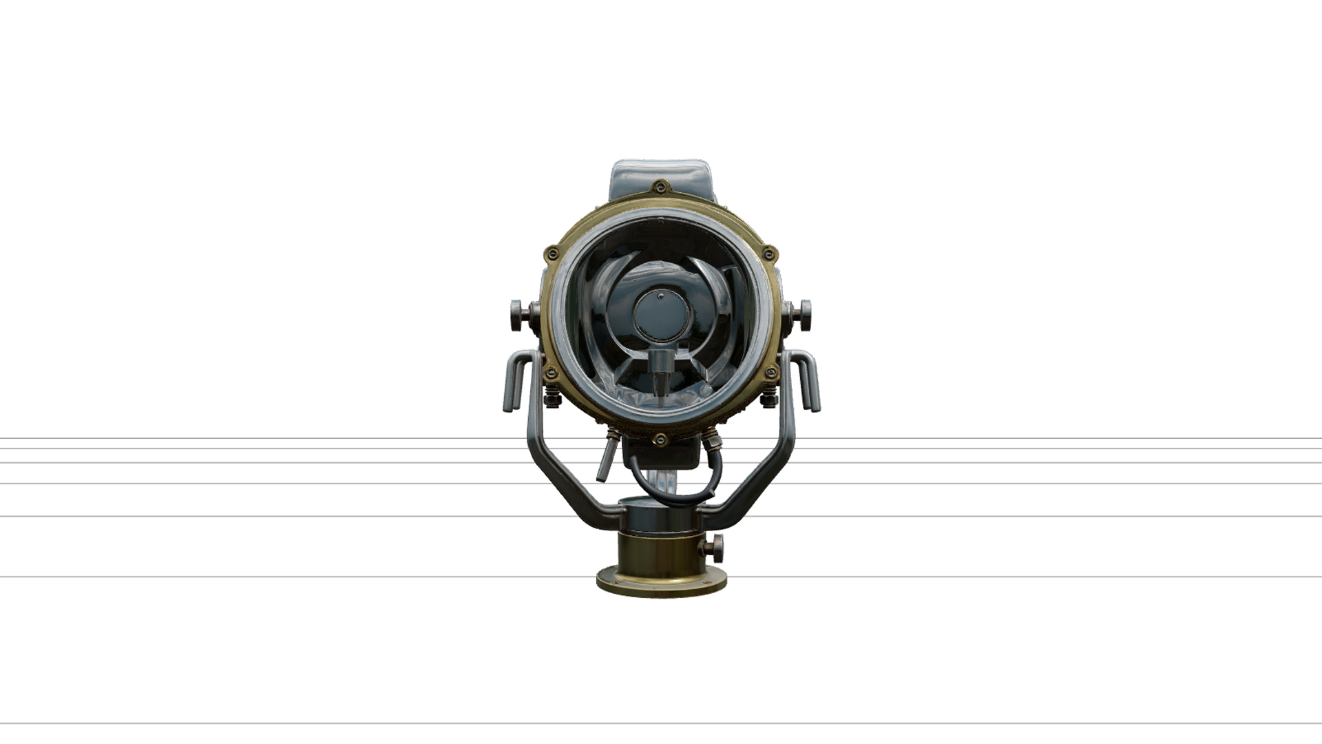 Ship Searchlight Model Parabolic Reflector Glass Swivel Yoke 3D Model