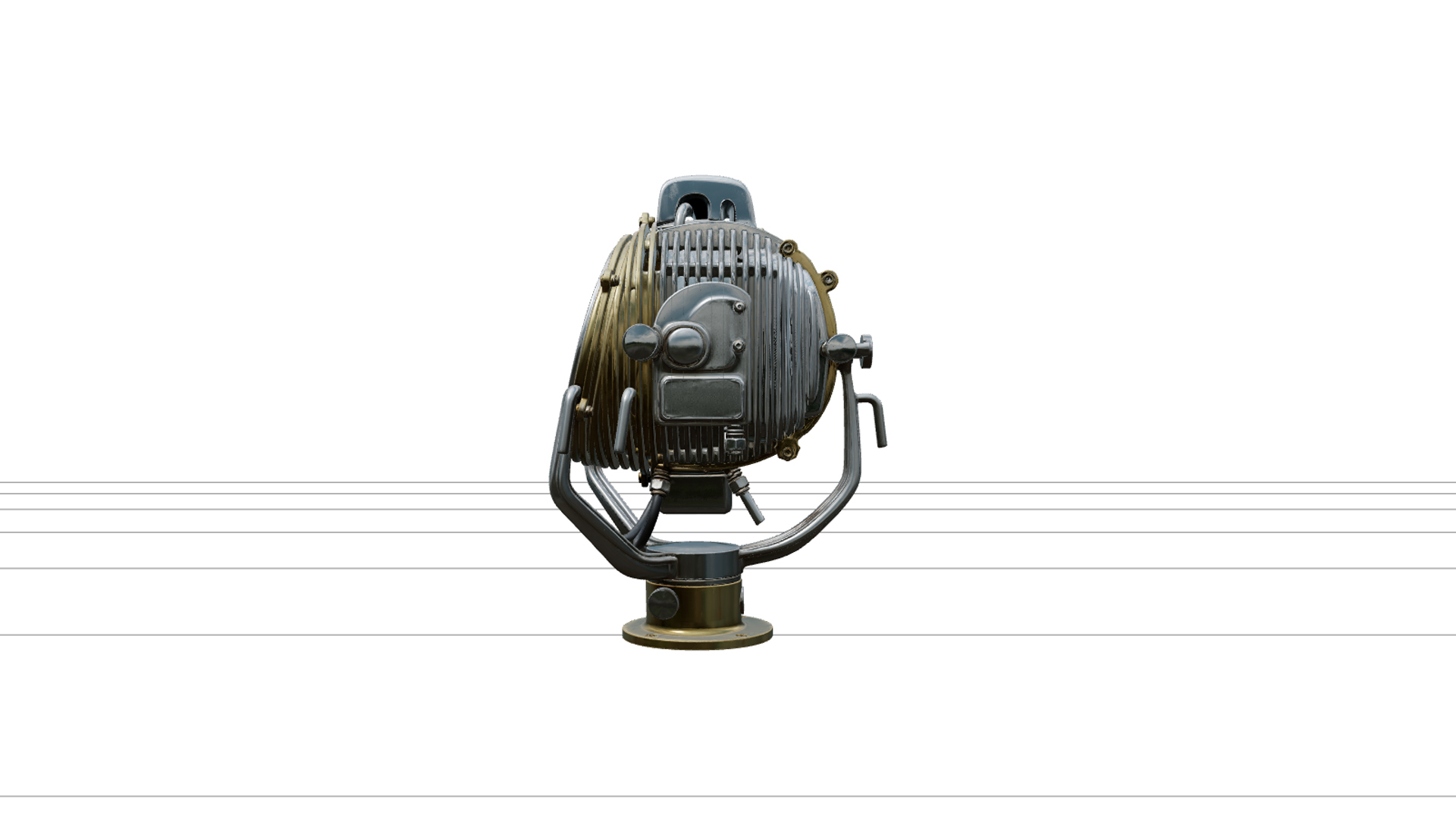 Ship Searchlight Model Parabolic Reflector Glass Swivel Yoke 3D Model
