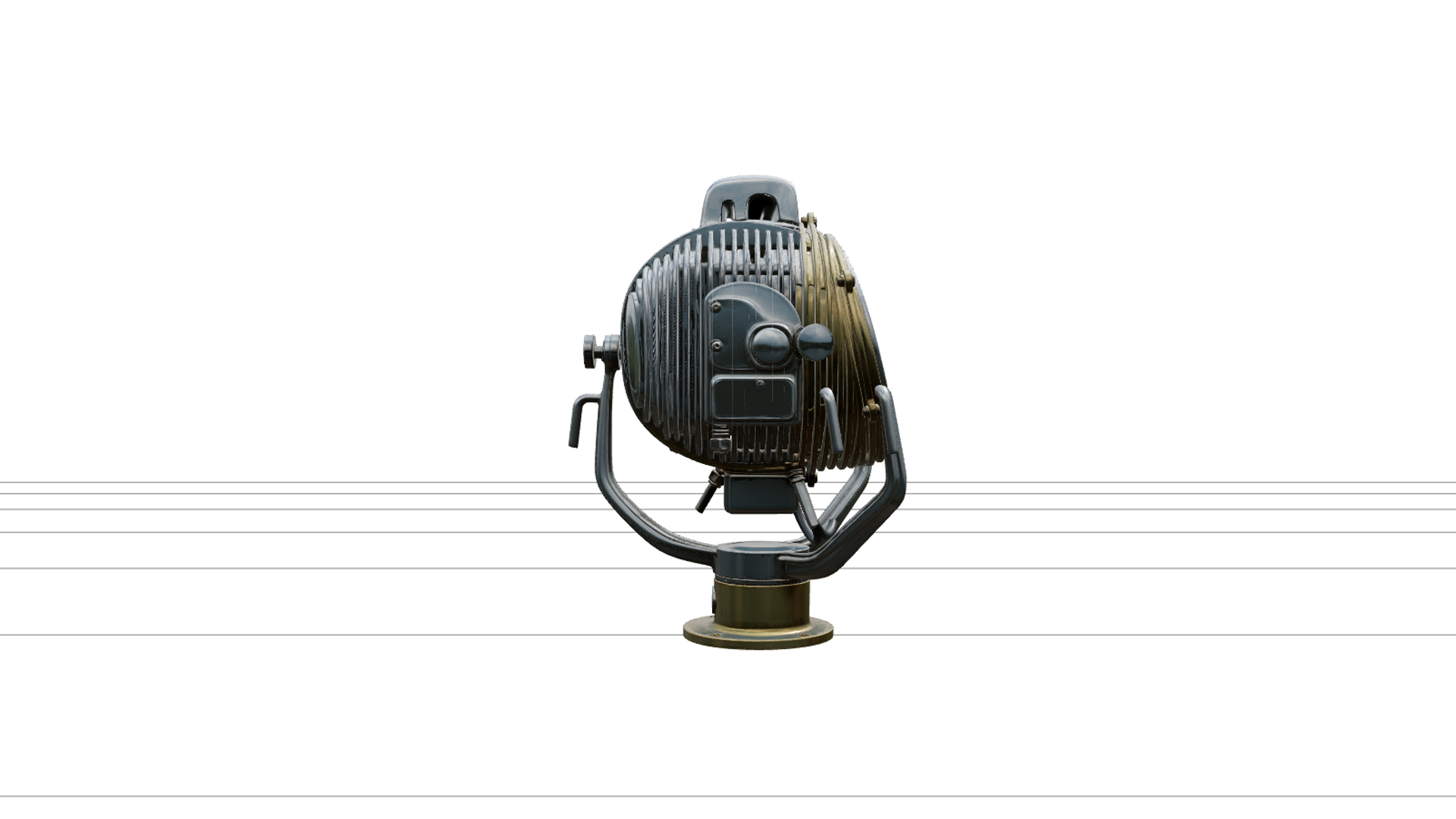 Ship Searchlight Model Parabolic Reflector Glass Swivel Yoke 3D Model