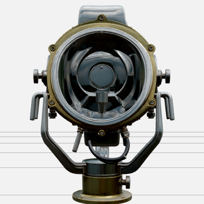 Ship Searchlight Model Parabolic Reflector Glass Swivel Yoke